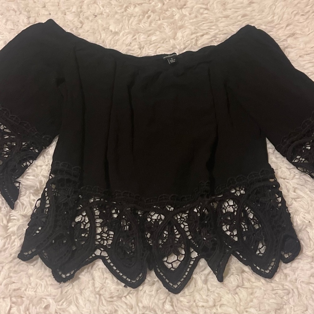Elegant Black Lace Off-Shoulder Top